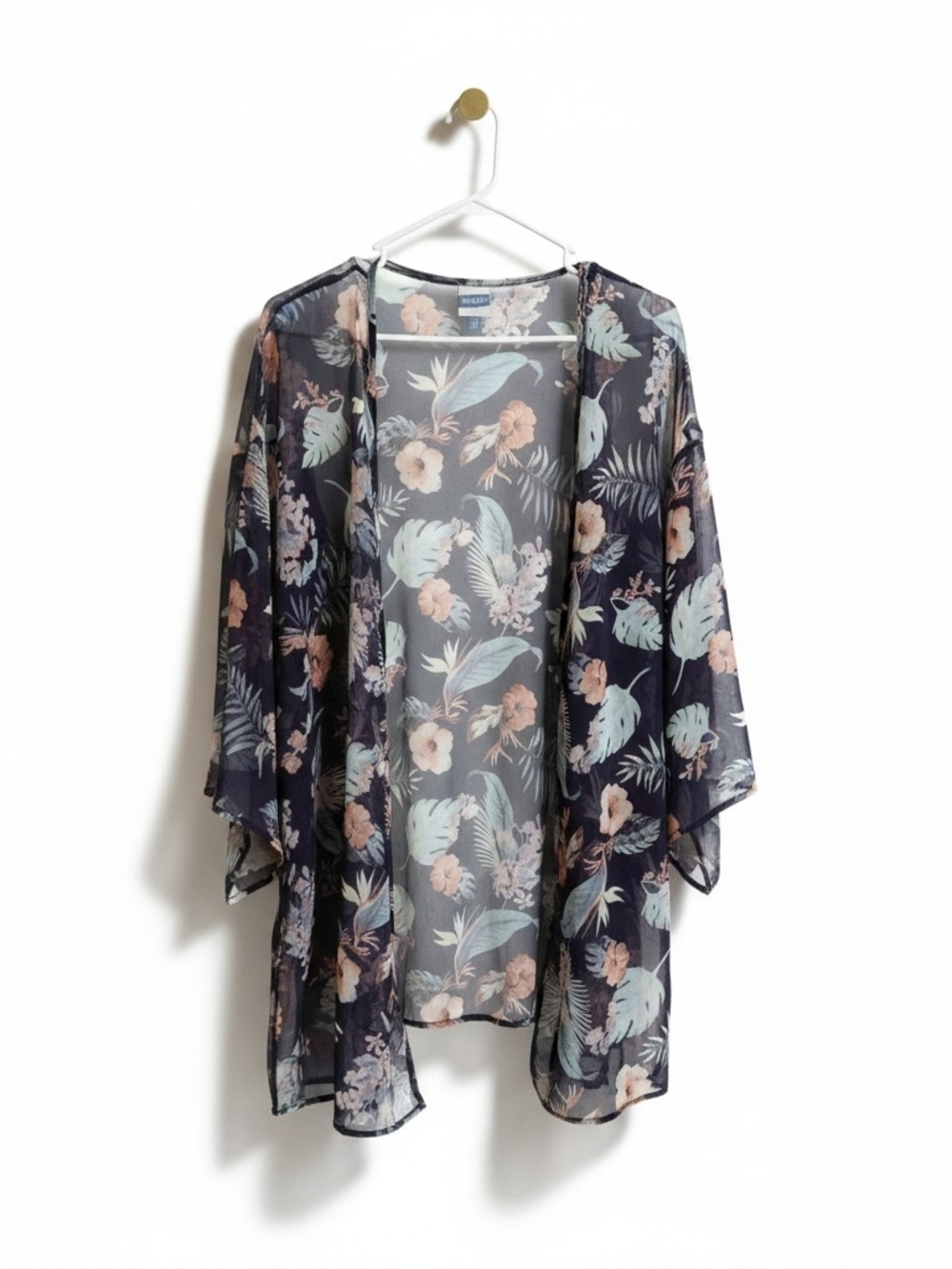Floral Sheer Kimono Jacket in Blue